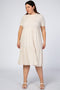 Beige Ribbed Tiered Plus Dress