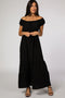 Black Off Shoulder Ruffle Hem Maxi Dress