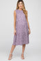 Purple Floral Ribbed Tiered Maternity Midi Dress