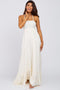 Cream Halter Neck Cut Out Maxi Dress
