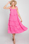 Fuchsia Ruffle Tiered Midi Dress