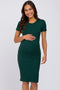 Hunter Green Ribbed Fitted Maternity Dress