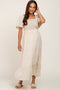 Cream Floral Smocked Maternity Midi Dress