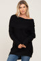 Black Off Shoulder Dolman Sleeve Knit Top