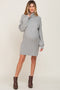 Heather Grey Turtleneck Ribbed Maternity Sweater Dress