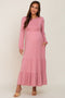 Mauve Long Sleeve Tiered Maternity Maxi Dress