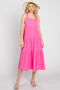 Neon Pink Tiered Crisscross Strap Midi Dress