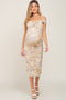 Yellow Floral Ribbed Ruched Off Shoulder Maternity Mid Dress