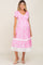 Pink Floral Pleated Eyelet Trim Maternity Midi Dress