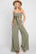 Olive Front Tie Crop Top and Pant Set