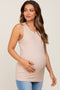 Taupe Sleeveless Ribbed Maternity Top