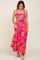 Fuchsia Tropical Leaf Print Maxi Dress