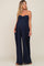 Navy Strapless Front Twist Maternity Jumpsuit