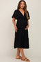 Black Ruffle Tiered V-Neck Maternity Midi Dress