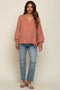 Mauve Tie Front Long Sleeve Maternity Blouse