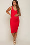 Red Textured Knit Sleeveless Maternity Midi Dress