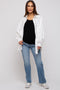 White Striped Puffed Sleeve Maternity Blouse