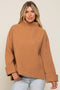 Camel Mock Neck Chunky Knit Sweater