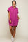 Magenta Ribbed Button Down Mini Dress