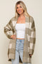 Olive Plaid Shawl Cardigan