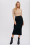 Black Rib Knit Midi Skirt