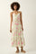Pink Mint Floral V Neck Wrap Open Back Maxi Dress