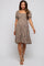 Mocha Floral Smocked Square Neck Short Sleeve Maternity Dress