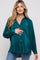 Teal Plisse Button Up Long Sleeve Maternity Top