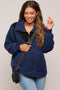 Navy Blue Colorblock Half Zip Fleece Maternity Pullover
