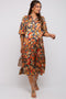 Navy Multicolor Floral Paisley Maternity Tiered Dress