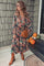 Black Floral Ruffle Neck Tiered Midi Dress