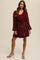 Burgundy Sequin Velour Front Tie Mini Dress