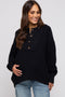 Black Half Button Up Maternity Sweater