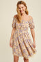 Taupe Floral Printed Woven Mini Dress