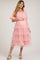 Light Pink Dot Smocked Ruffle Tiered Maternity Midi Dress
