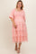 Light Pink Swiss Dot Smocked Tiered Maternity Plus Midi Dress