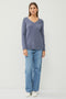 Blue V-Neck Basic Sweater