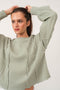 Sage Seam Detailed Waffle Knit Top