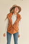 Copper Brown Mixed Media Hooded Vest
