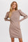 Latte Puff Sleeves Sweater Dress