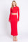 Red Exposed Seams Top and Skirt Set