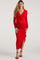 Red Ruffle Ruched Long Sleeve Maternity Maxi Dress