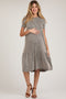 Ivory Black Striped Ribbed Tiered Maternity Dress