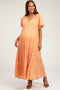 Orange Button Detail Tiered Maternity Maxi Dress