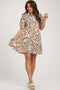 Camel Printed Collared Tiered Maternity Dress