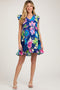 Navy Blue Floral Ruffle Shoulder Maternity Dress