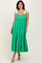 Green Ribbon Strap Tiered Maxi Dress