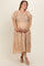 Taupe Smocked Square Neck Tiered Maternity Plus Midi Dress
