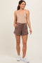 Brown Terry Maternity Shorts