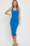 Blue Rib Knit Sleeveless Midi Dress
